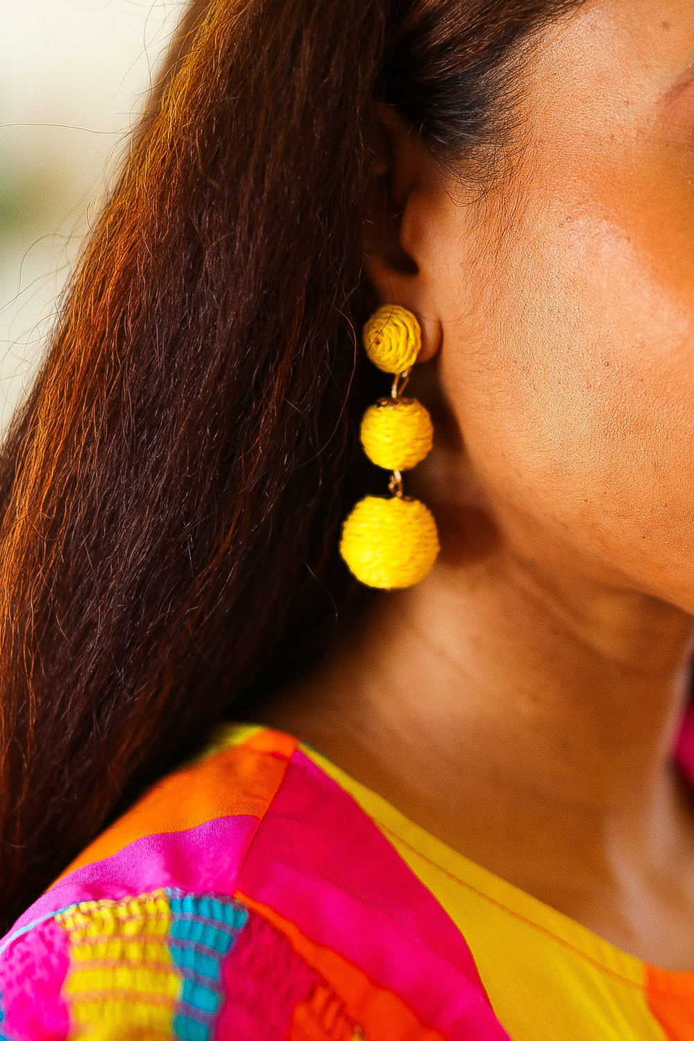 Yellow Raffia Lantern Pom Dangle Earrings-ICON-One Size Fits All-[option4]-[option5]-[option6]-[option7]-[option8]-Shop-Boutique-Clothing-for-Women-Online