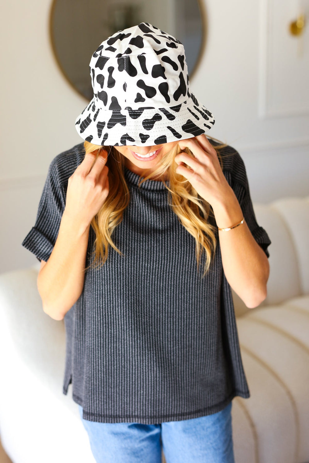 Cow Print Canvas Bucket Hat-ICON-One Size Fits All-[option4]-[option5]-[option6]-[option7]-[option8]-Shop-Boutique-Clothing-for-Women-Online