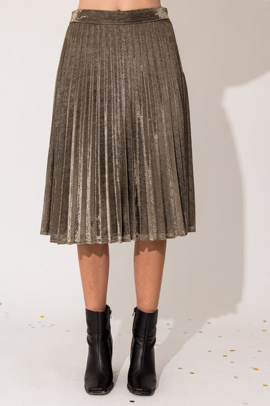 Gilli Lurex Fabric Pleated Midi Skirt-Gilli-[option4]-[option5]-[option6]-[option7]-[option8]-Shop-Boutique-Clothing-for-Women-Online