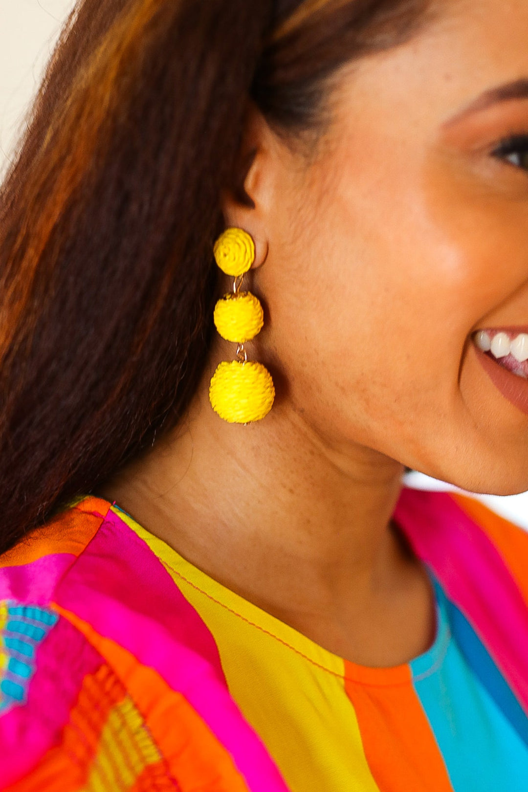 Yellow Raffia Lantern Pom Dangle Earrings-ICON-One Size Fits All-[option4]-[option5]-[option6]-[option7]-[option8]-Shop-Boutique-Clothing-for-Women-Online