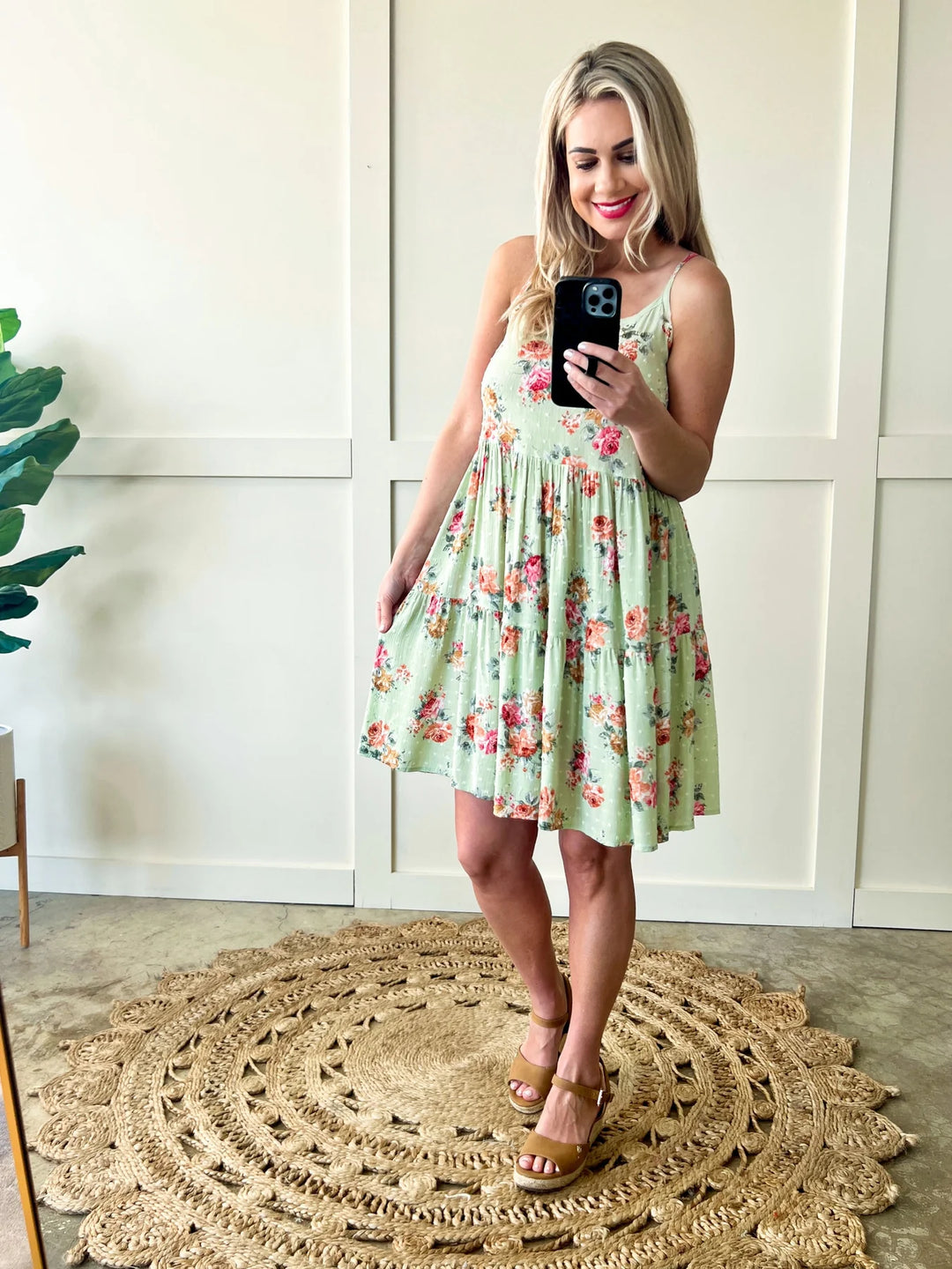 Midi Tiered Dress in Pretty Sage Floral-The Bee Chic Boutique-Large-[option4]-[option5]-[option6]-[option7]-[option8]-Shop-Boutique-Clothing-for-Women-Online