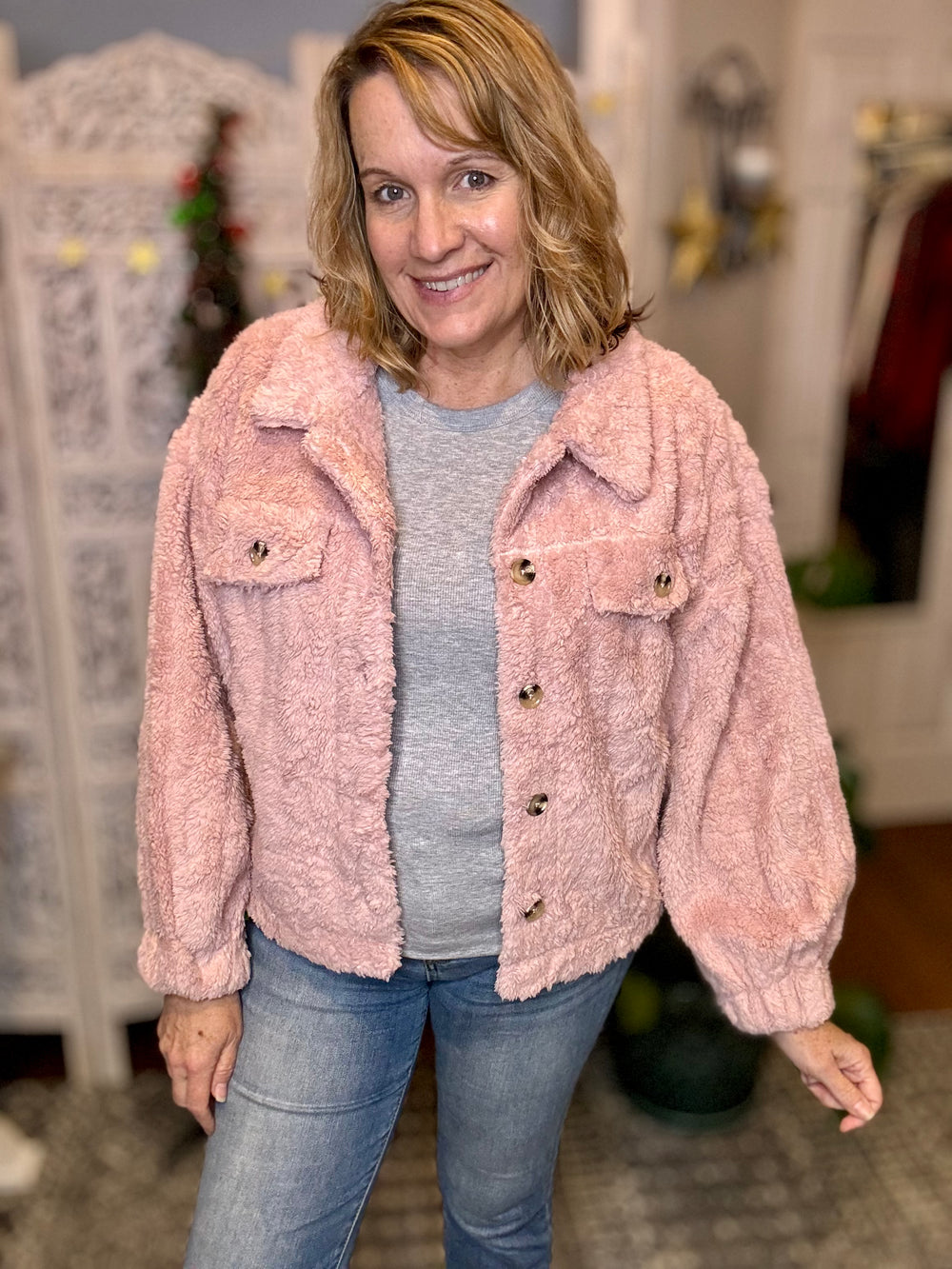 Fuzzy Fleece Shacket-The Bee Chic Boutique-Small-Blush Pink-[option4]-[option5]-[option6]-[option7]-[option8]-Shop-Boutique-Clothing-for-Women-Online
