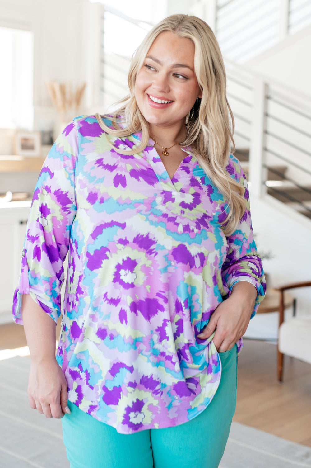Lizzy Top in Lavender and Purple Brush Strokes-Tops-Ave Shops-[option4]-[option5]-[option6]-[option7]-[option8]-Shop-Boutique-Clothing-for-Women-Online