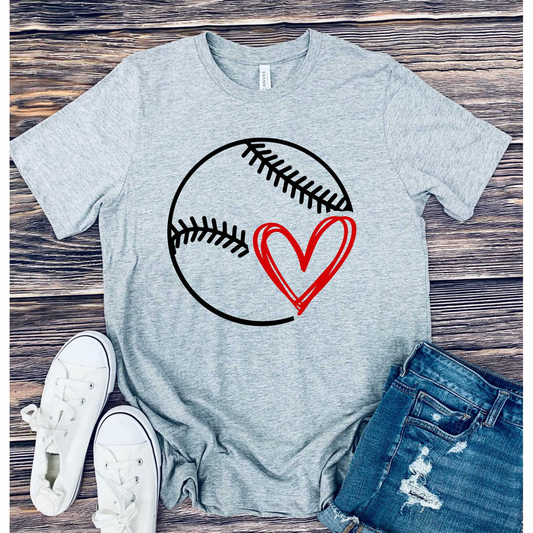 Baseball/Softball with Heart Graphic tee-Gabreila Wholesale-[option4]-[option5]-[option6]-[option7]-[option8]-Shop-Boutique-Clothing-for-Women-Online