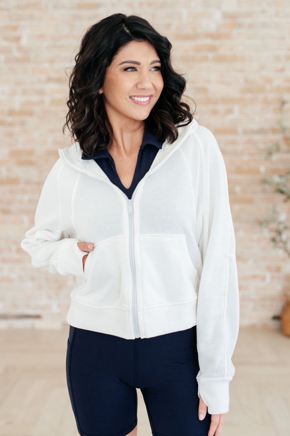 Sun or Shade Zip Up Jacket in Off White-Athleisure-Ave Shops-[option4]-[option5]-[option6]-[option7]-[option8]-Shop-Boutique-Clothing-for-Women-Online