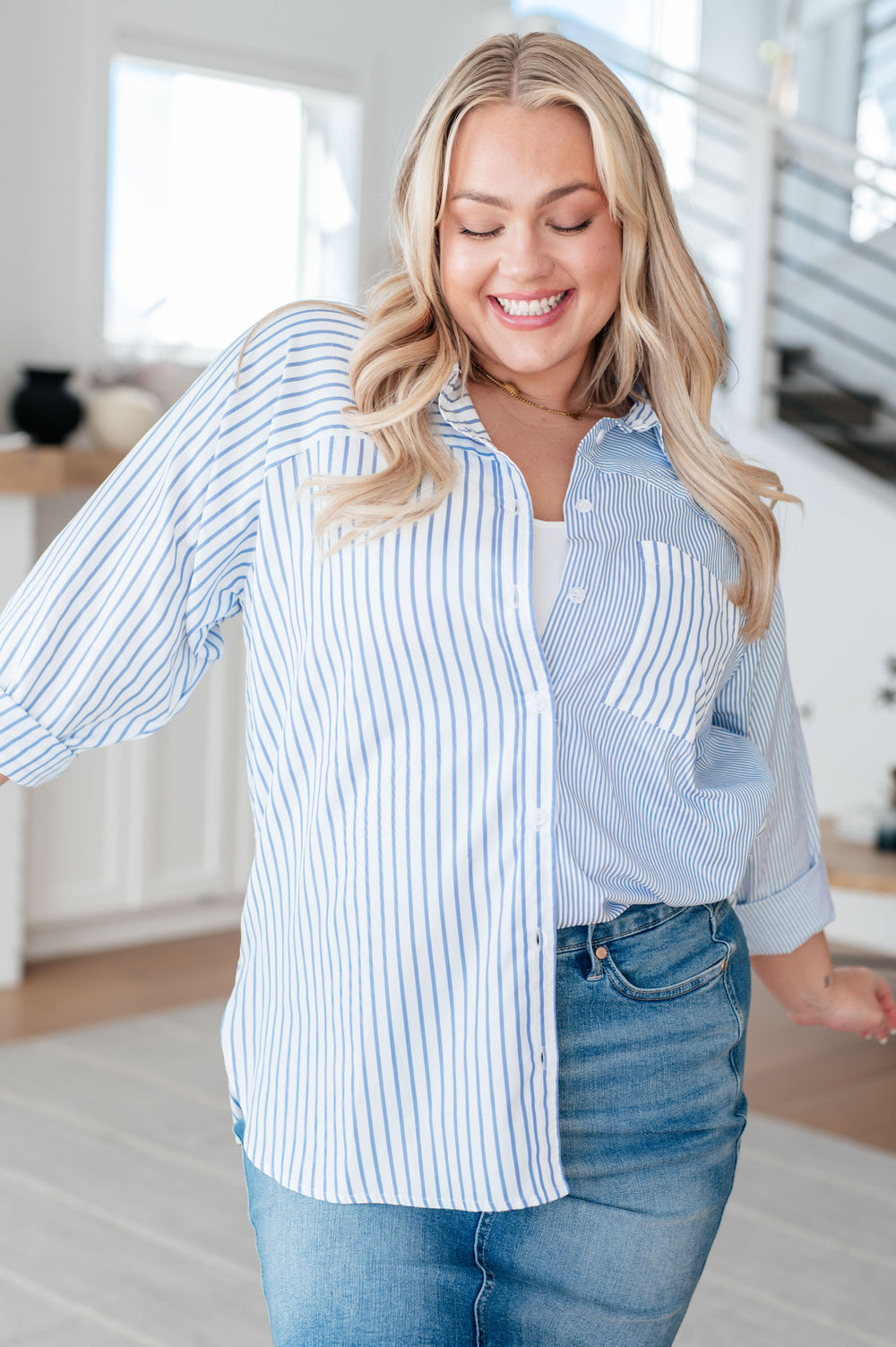 This or That Striped Button Down-Tops-Ave Shops-[option4]-[option5]-[option6]-[option7]-[option8]-Shop-Boutique-Clothing-for-Women-Online