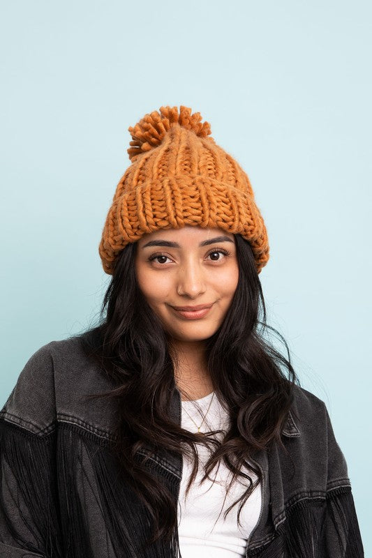 Soft Chunky Cable Knit Beanie-Leto Accessories-Camel-Default-[option4]-[option5]-[option6]-[option7]-[option8]-Shop-Boutique-Clothing-for-Women-Online