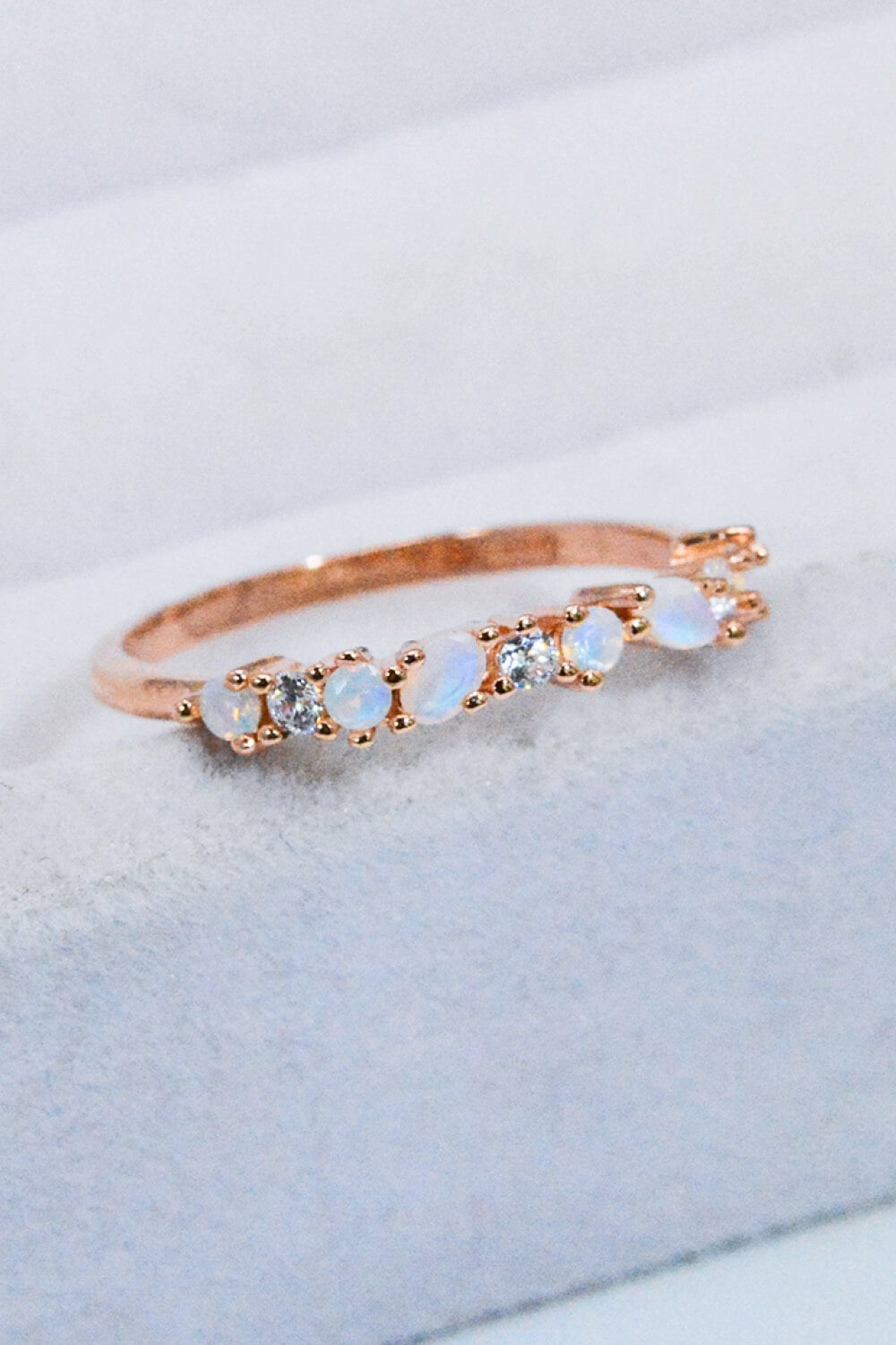 Moonstone and Zircon Decor Ring-Trendsi-Moonstone/Rose Gold-6-[option4]-[option5]-[option6]-[option7]-[option8]-Shop-Boutique-Clothing-for-Women-Online