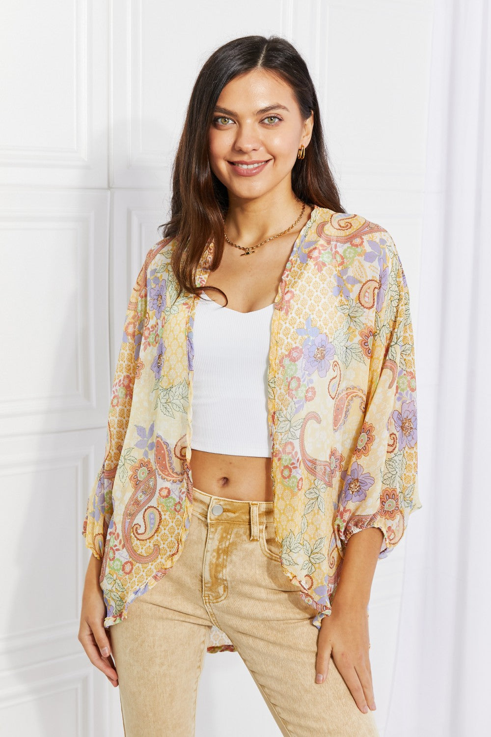 Culture Code Lasting Love Paisley Kimono-Trendsi-Pastel Yellow-S-[option4]-[option5]-[option6]-[option7]-[option8]-Shop-Boutique-Clothing-for-Women-Online