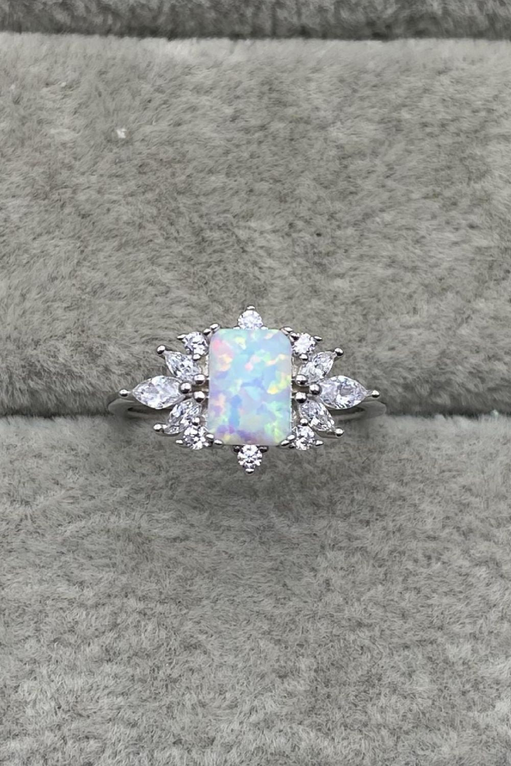 925 Sterling Silver Zircon and Opal Ring-Trendsi-[option4]-[option5]-[option6]-[option7]-[option8]-Shop-Boutique-Clothing-for-Women-Online