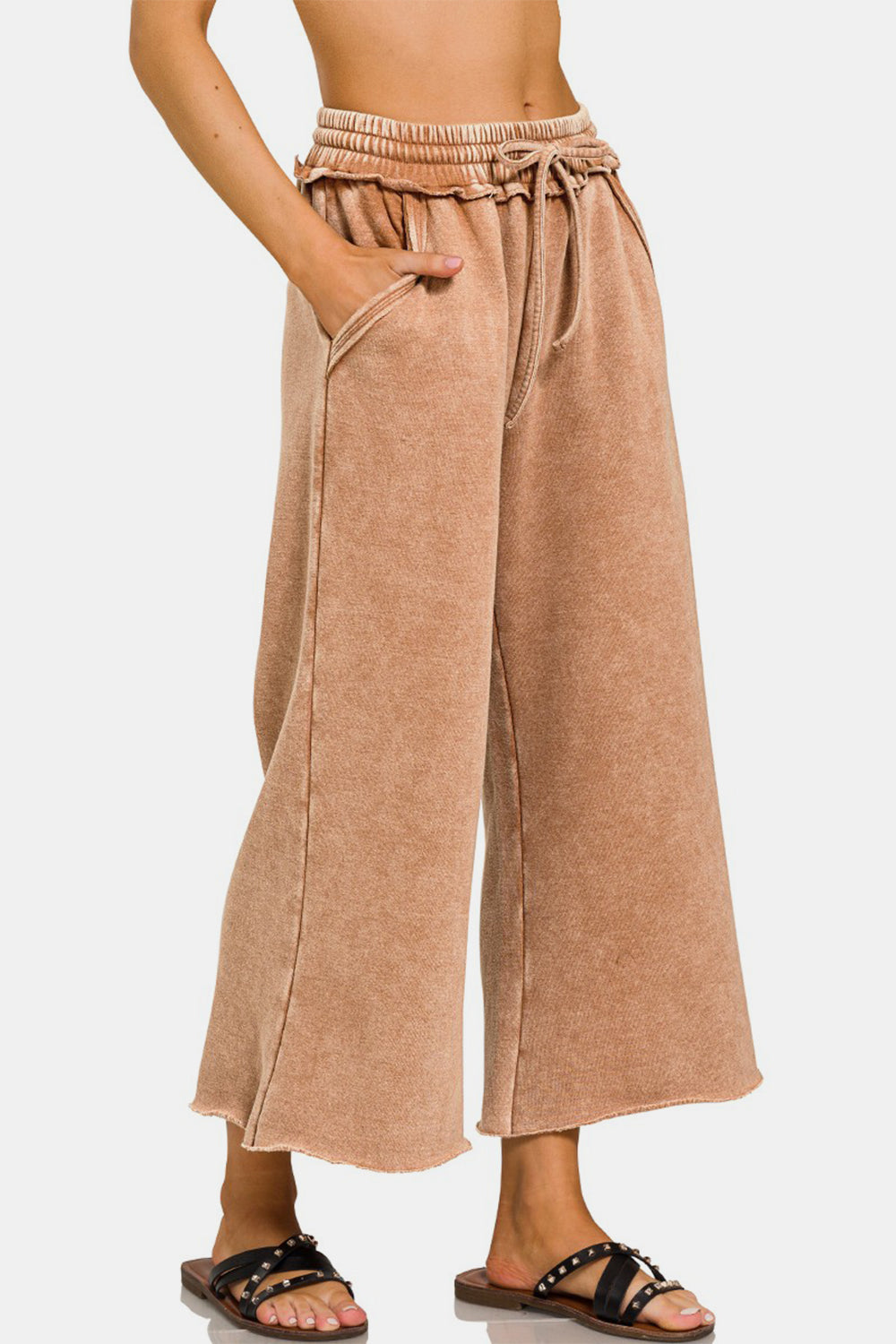 Zenana Acid Wash Fleece Wide Leg Pants-Trendsi-[option4]-[option5]-[option6]-[option7]-[option8]-Shop-Boutique-Clothing-for-Women-Online