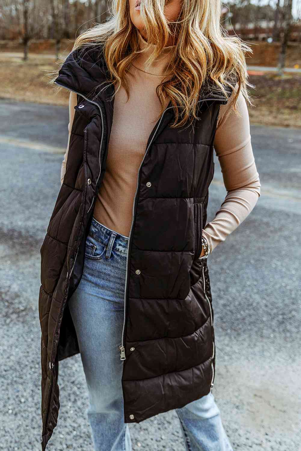 Longline Hooded Sleeveless Puffer Vest-Trendsi-Black-S-[option4]-[option5]-[option6]-[option7]-[option8]-Shop-Boutique-Clothing-for-Women-Online