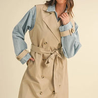 MABLE Layered Look Trench Coat With Denim Jacket-Coats & Jackets-Trendsi-[option4]-[option5]-[option6]-[option7]-[option8]-Shop-Boutique-Clothing-for-Women-Online
