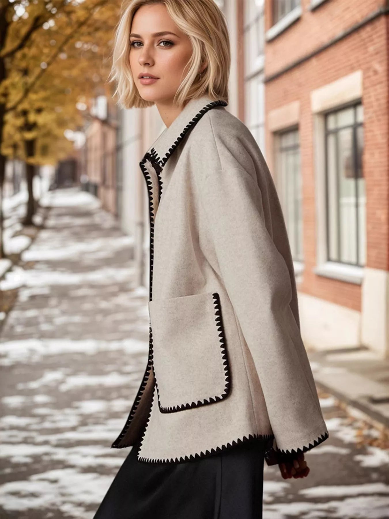 Contrast Trim Drop Shoulder Outerwear-Coats-Trendsi-[option4]-[option5]-[option6]-[option7]-[option8]-Shop-Boutique-Clothing-for-Women-Online