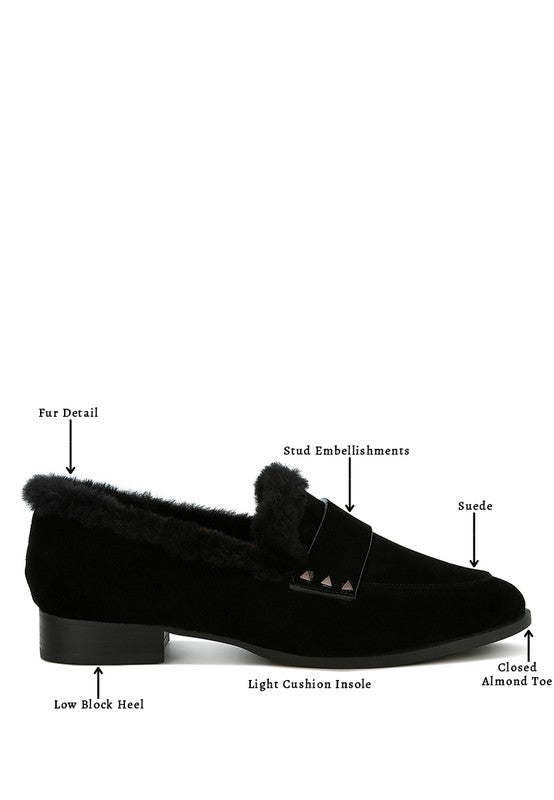 Allie Fur Trim Genuine Suede Loafers-Rag Company-[option4]-[option5]-[option6]-[option7]-[option8]-Shop-Boutique-Clothing-for-Women-Online