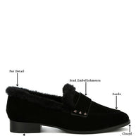 Allie Fur Trim Genuine Suede Loafers-Rag Company-[option4]-[option5]-[option6]-[option7]-[option8]-Shop-Boutique-Clothing-for-Women-Online