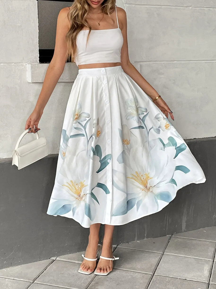 Floral Print Midi Skirt-Skirts-Trendsi-[option4]-[option5]-[option6]-[option7]-[option8]-Shop-Boutique-Clothing-for-Women-Online