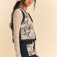 Davi & Dani Lace Patch Open Front Denim Vest-Vest-Trendsi-[option4]-[option5]-[option6]-[option7]-[option8]-Shop-Boutique-Clothing-for-Women-Online