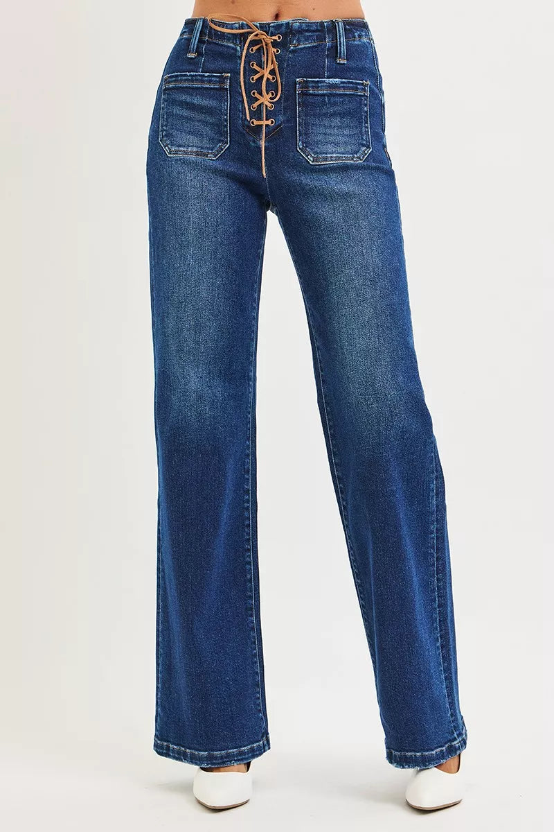 RISEN Full Size High Rise Wide Leg Jeans with Front Tie Detail Plus Size-Jeans-Trendsi-[option4]-[option5]-[option6]-[option7]-[option8]-Shop-Boutique-Clothing-for-Women-Online