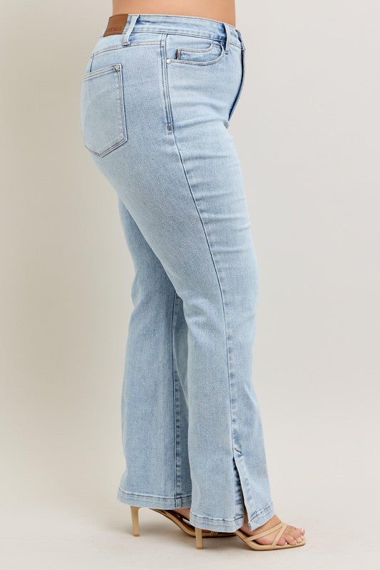 Judy Blue Tummy Control Vintage Wash Side Slit Slim Boot Jeans-Trendsi-[option4]-[option5]-[option6]-[option7]-[option8]-Shop-Boutique-Clothing-for-Women-Online