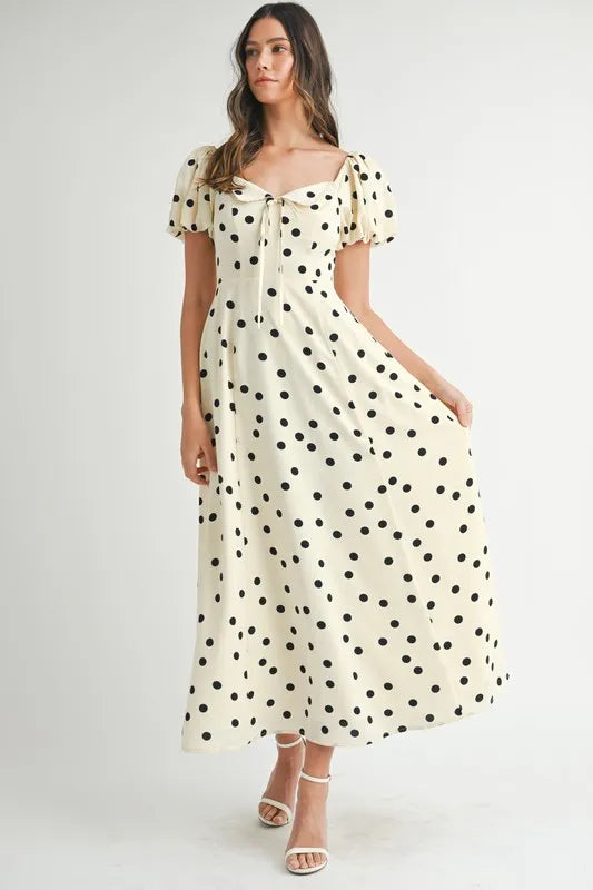 MABLE Polka Dot Puff Sleeve Midi Dress-Dresses-Trendsi-[option4]-[option5]-[option6]-[option7]-[option8]-Shop-Boutique-Clothing-for-Women-Online
