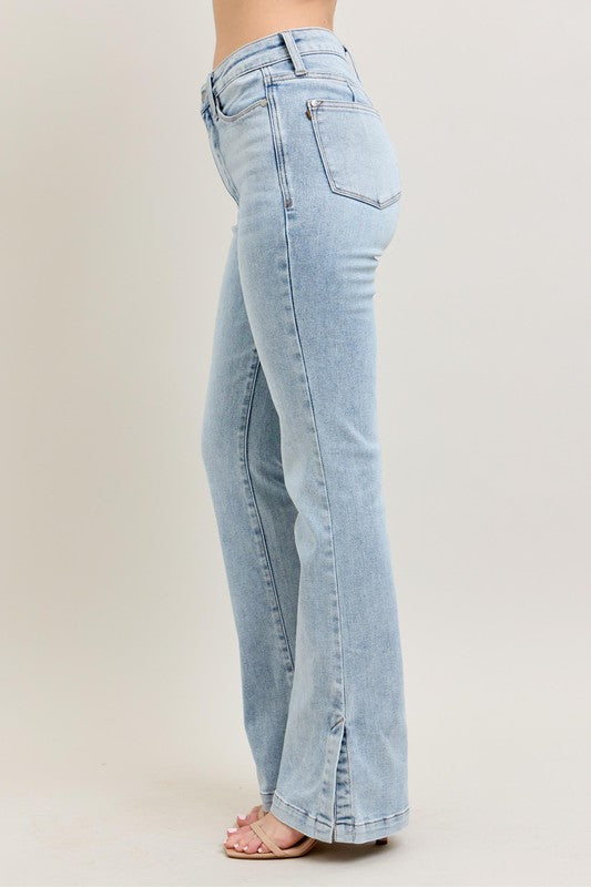 Judy Blue Tummy Control Vintage Wash Side Slit Slim Boot Jeans-Trendsi-[option4]-[option5]-[option6]-[option7]-[option8]-Shop-Boutique-Clothing-for-Women-Online