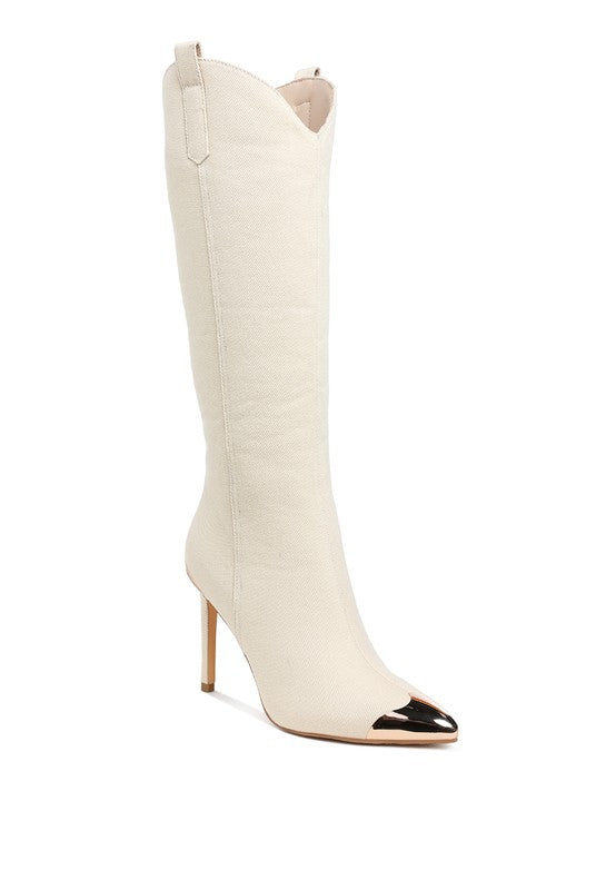 Ridda Metallic Cap Toe Denim Boots-Rag Company-[option4]-[option5]-[option6]-[option7]-[option8]-Shop-Boutique-Clothing-for-Women-Online