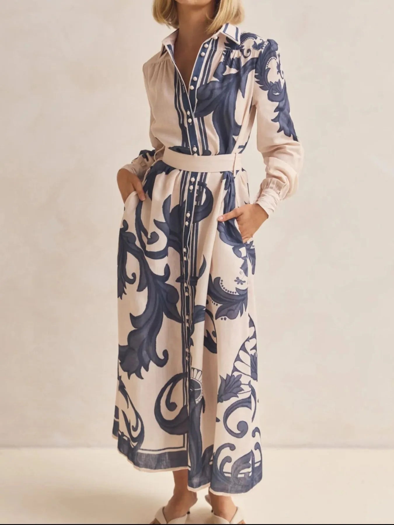 Printed Button Down Belted Shirt Dress-Dresses-Trendsi-[option4]-[option5]-[option6]-[option7]-[option8]-Shop-Boutique-Clothing-for-Women-Online