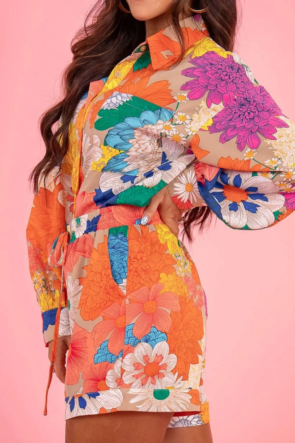 Printed Button Up Long Sleeve Top and Shorts Set-sets-Trendsi-[option4]-[option5]-[option6]-[option7]-[option8]-Shop-Boutique-Clothing-for-Women-Online