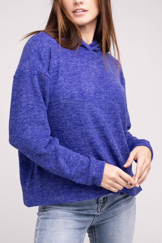 Zenana Hooded Brushed Melange Hacci Sweater-ZENANA-BRIGHT BLUE-S/M-[option4]-[option5]-[option6]-[option7]-[option8]-Shop-Boutique-Clothing-for-Women-Online