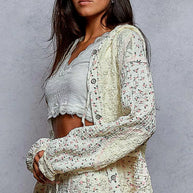 POL Floral Balloon Sleeve Hooded Lace Jacket with Stitch Detail-Jacket-Trendsi-[option4]-[option5]-[option6]-[option7]-[option8]-Shop-Boutique-Clothing-for-Women-Online