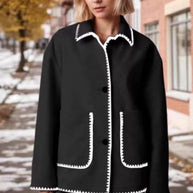 Contrast Trim Drop Shoulder Outerwear-Coats-Trendsi-[option4]-[option5]-[option6]-[option7]-[option8]-Shop-Boutique-Clothing-for-Women-Online