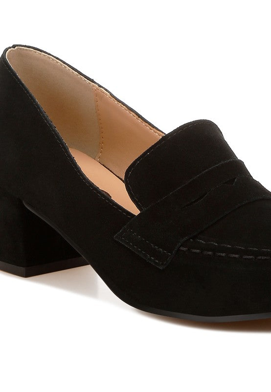 Astra Block Heel Genuine Suede Loafers-Rag Company-[option4]-[option5]-[option6]-[option7]-[option8]-Shop-Boutique-Clothing-for-Women-Online