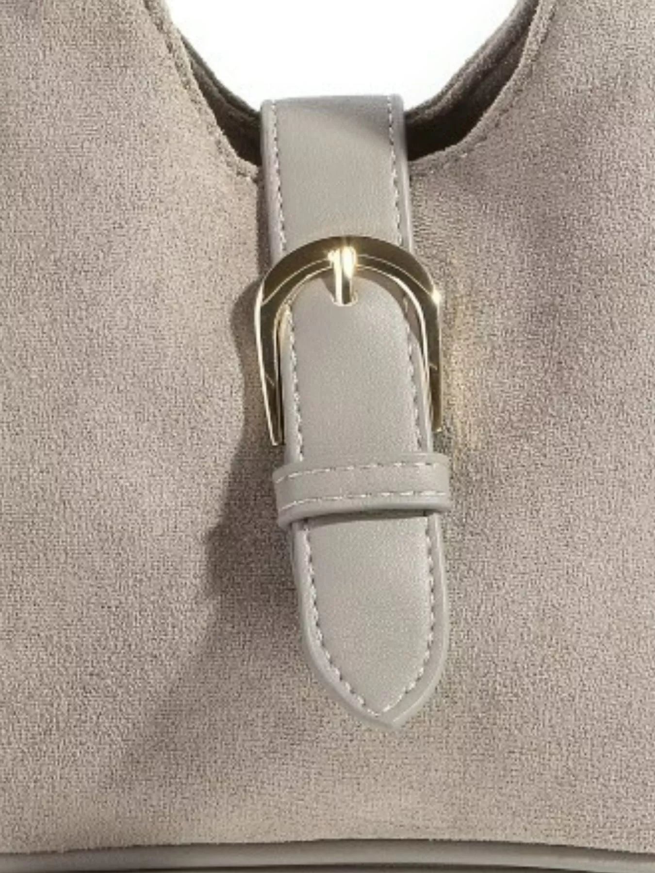 Fame Buckle Accent Faux Suede Hand Bag-handbag-Trendsi-[option4]-[option5]-[option6]-[option7]-[option8]-Shop-Boutique-Clothing-for-Women-Online