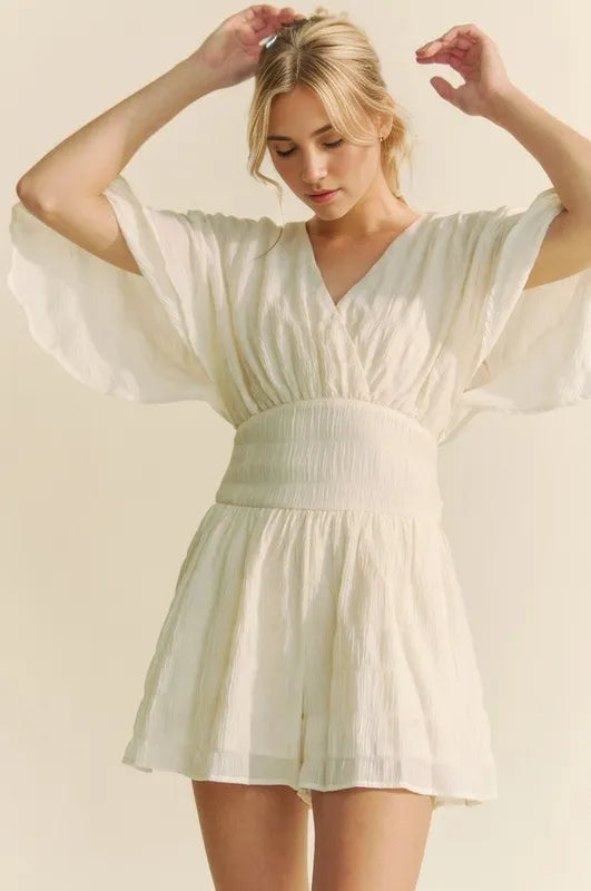 Davi & Dani Batwing Sleeve Waist Belt Romper-Jumpsuits & Rompers-Trendsi-[option4]-[option5]-[option6]-[option7]-[option8]-Shop-Boutique-Clothing-for-Women-Online