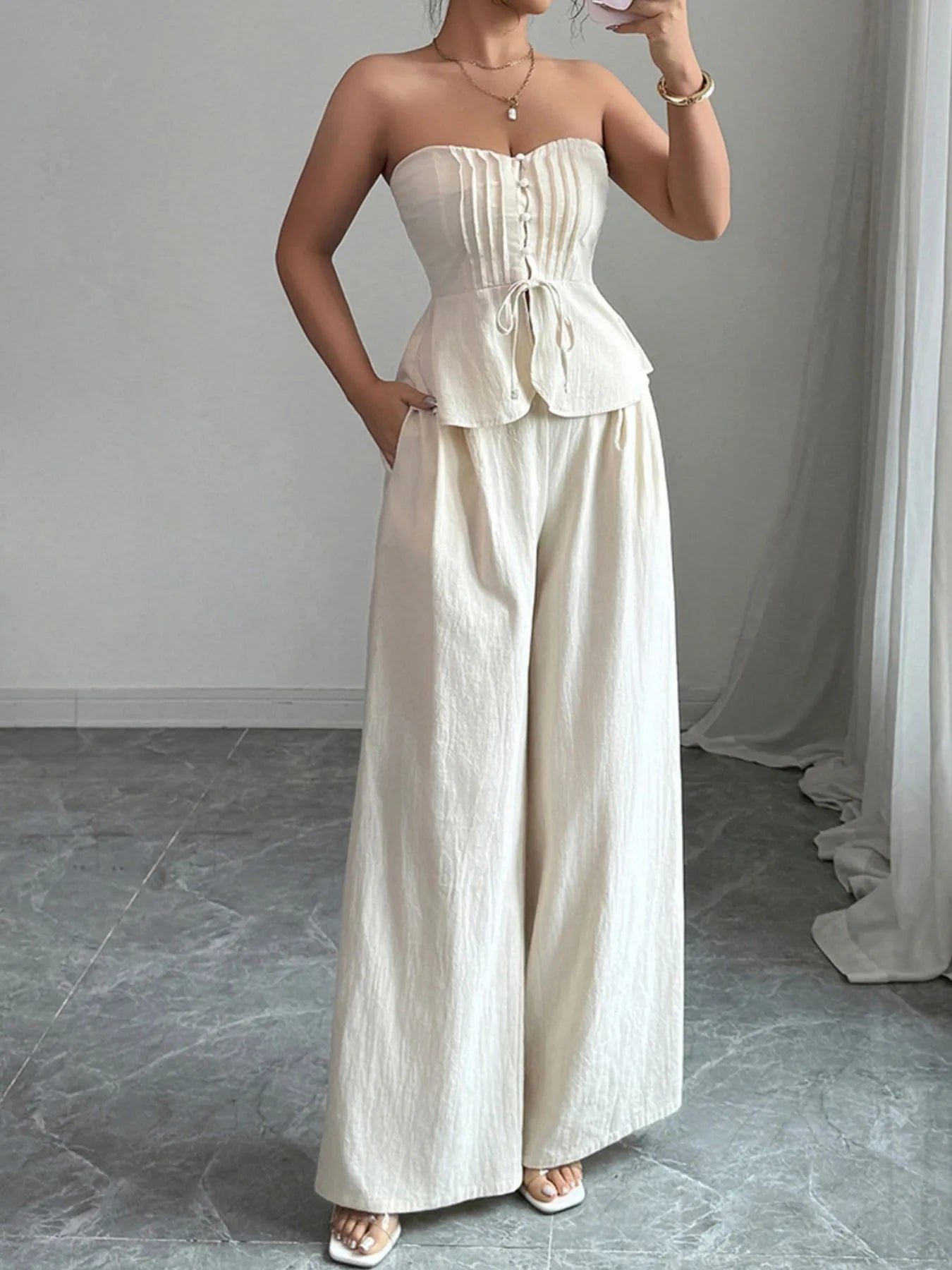 Sweetheart Neck Tube Top and Pants Set-Sets-Trendsi-[option4]-[option5]-[option6]-[option7]-[option8]-Shop-Boutique-Clothing-for-Women-Online