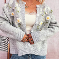 Flower Button Up Long Sleeve Cardigan-Cardigan-Trendsi-[option4]-[option5]-[option6]-[option7]-[option8]-Shop-Boutique-Clothing-for-Women-Online