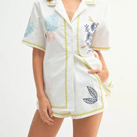 MABLE Embroidered Button Down Shirt and Shorts Set-Sets-Trendsi-[option4]-[option5]-[option6]-[option7]-[option8]-Shop-Boutique-Clothing-for-Women-Online