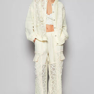 POL Exposed Seam Button Down Hooded Jacket with Lace Detail-Jacket-Trendsi-[option4]-[option5]-[option6]-[option7]-[option8]-Shop-Boutique-Clothing-for-Women-Online