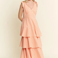 Jade By Jane Sleeveless Gingham Print Tiered Midi Dress-Dresses-Trendsi-[option4]-[option5]-[option6]-[option7]-[option8]-Shop-Boutique-Clothing-for-Women-Online