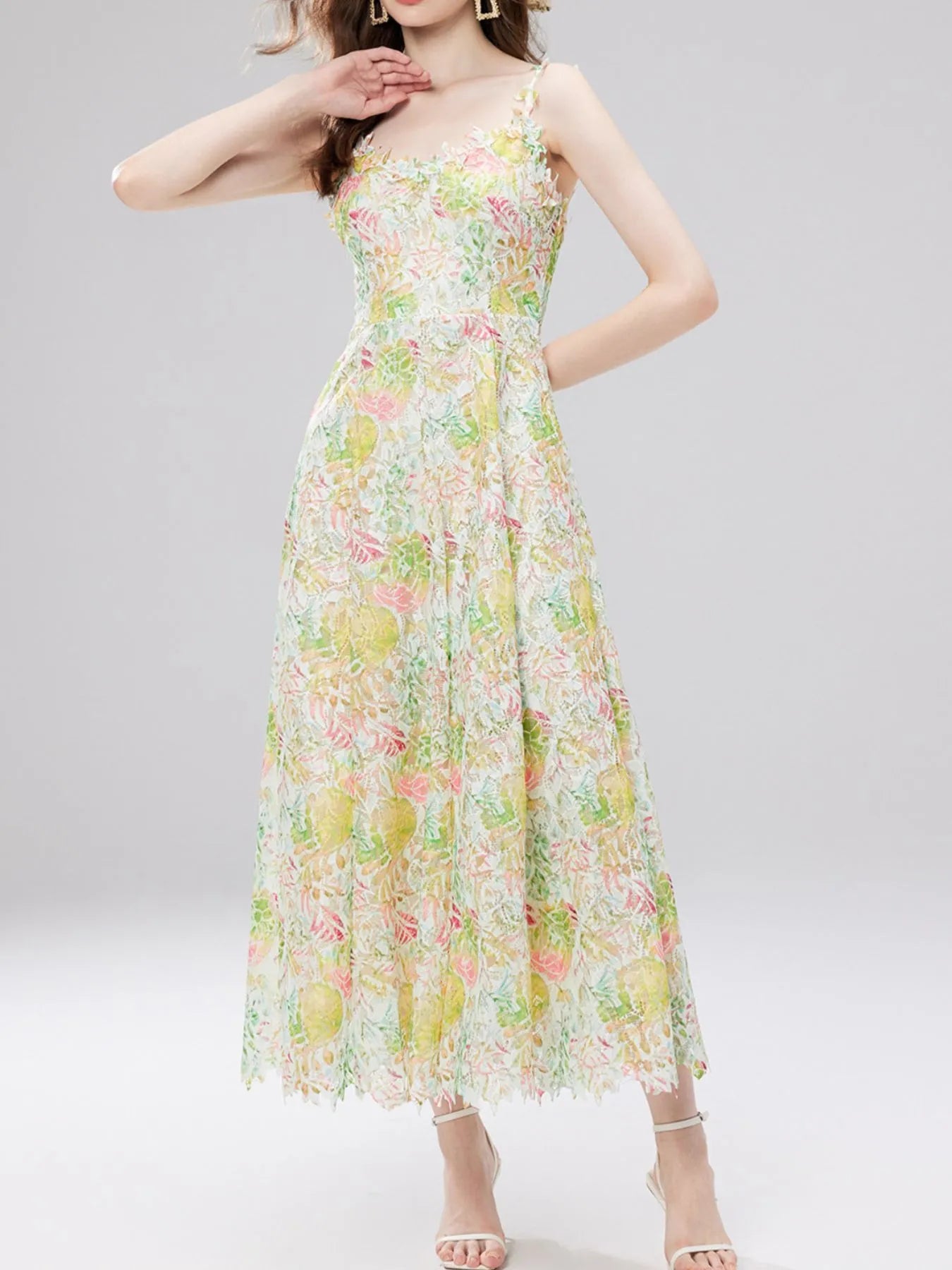 Floral Lace Sleeveless V-Neck Midi Dress-Dresses-Trendsi-[option4]-[option5]-[option6]-[option7]-[option8]-Shop-Boutique-Clothing-for-Women-Online