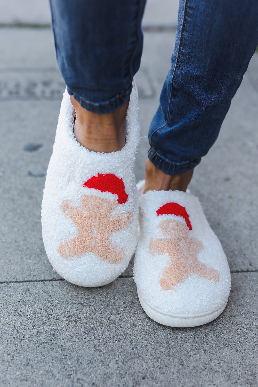 Holiday Gingerbread Man Print Fleece Slippers-Cezanne-[option4]-[option5]-[option6]-[option7]-[option8]-Shop-Boutique-Clothing-for-Women-Online