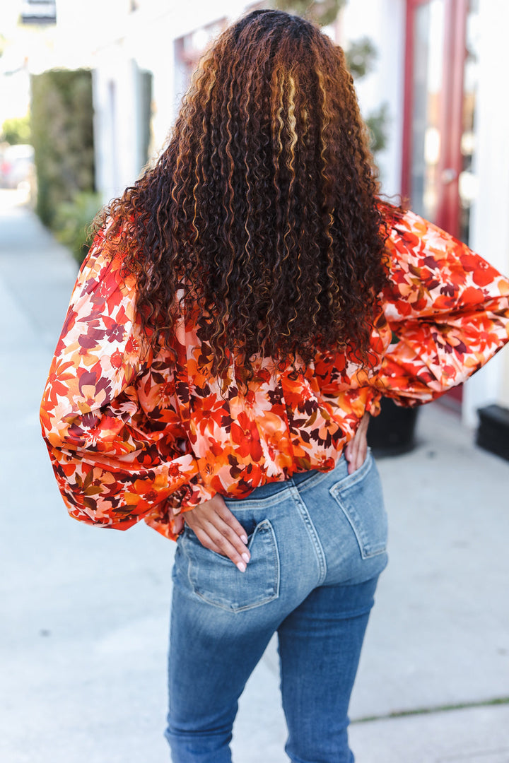 Fall Vibes Rust Floral Print Notched Neck Smocked Satin Top-Haptics-[option4]-[option5]-[option6]-[option7]-[option8]-Shop-Boutique-Clothing-for-Women-Online