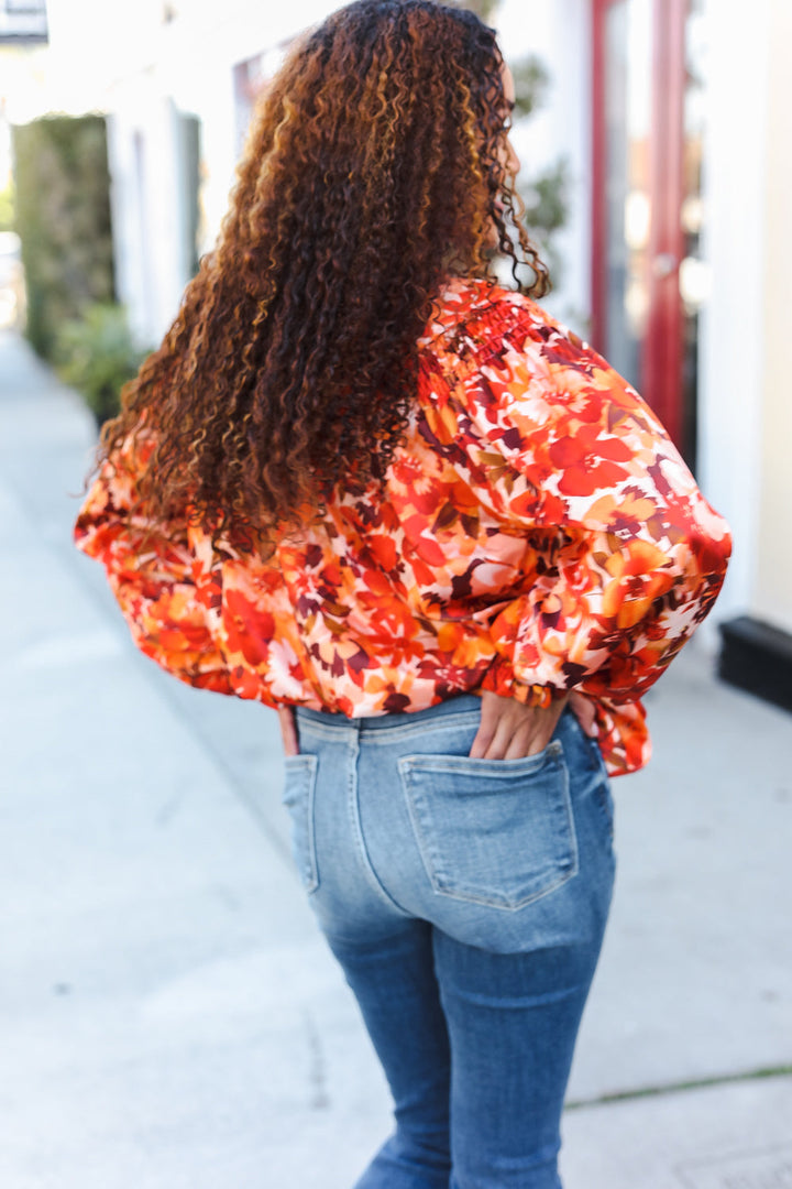 Fall Vibes Rust Floral Print Notched Neck Smocked Satin Top-Haptics-[option4]-[option5]-[option6]-[option7]-[option8]-Shop-Boutique-Clothing-for-Women-Online