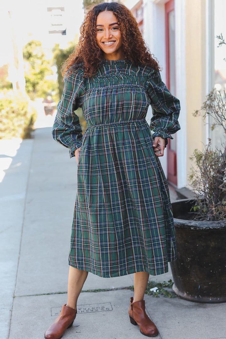 All I Want Hunter Green Plaid Check Woven Pocketed Dress-Haptics-[option4]-[option5]-[option6]-[option7]-[option8]-Shop-Boutique-Clothing-for-Women-Online