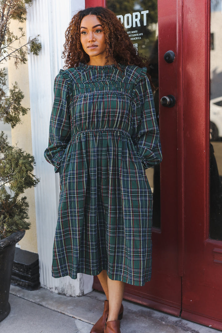 All I Want Hunter Green Plaid Check Woven Pocketed Dress-Haptics-[option4]-[option5]-[option6]-[option7]-[option8]-Shop-Boutique-Clothing-for-Women-Online