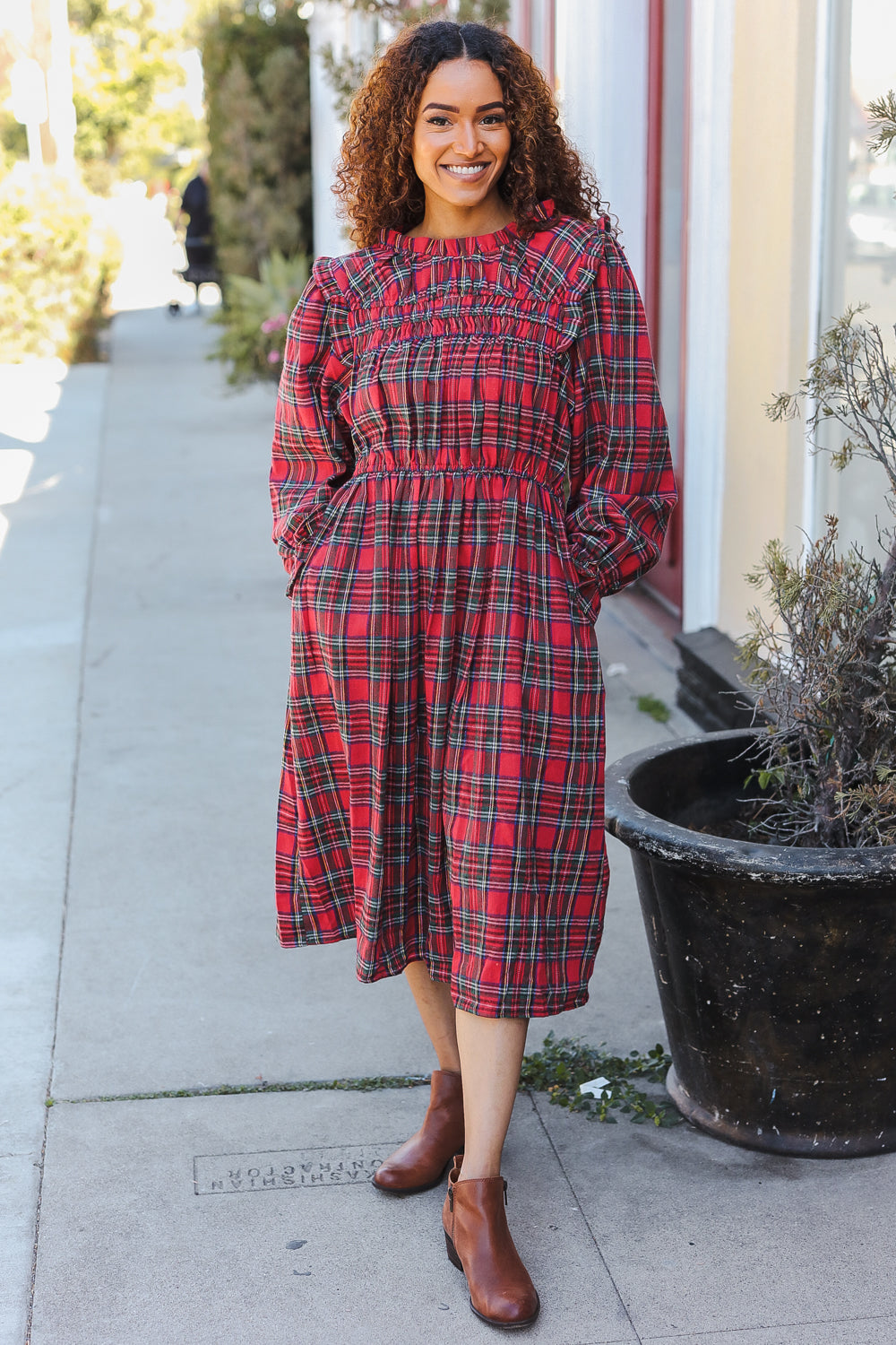 All I Want Hunter Red Plaid Check Woven Pocketed Dress-Haptics-[option4]-[option5]-[option6]-[option7]-[option8]-Shop-Boutique-Clothing-for-Women-Online