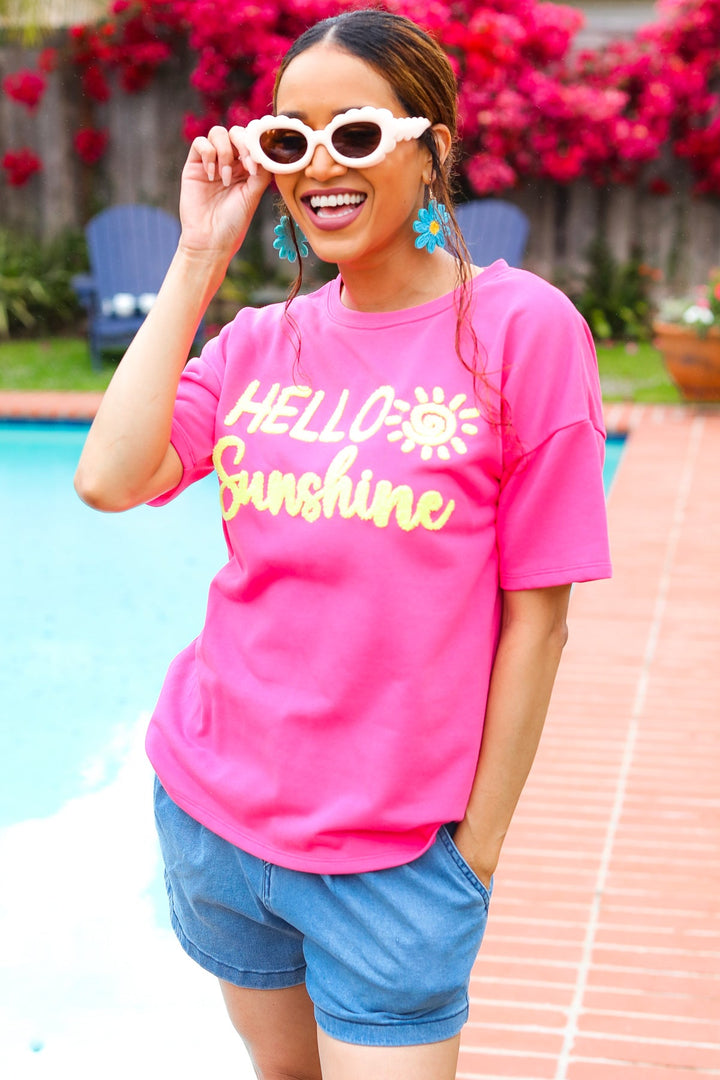 Feeling Joyful "Hello Sunshine" Embroidered French Terry Top-Haptics-[option4]-[option5]-[option6]-[option7]-[option8]-Shop-Boutique-Clothing-for-Women-Online