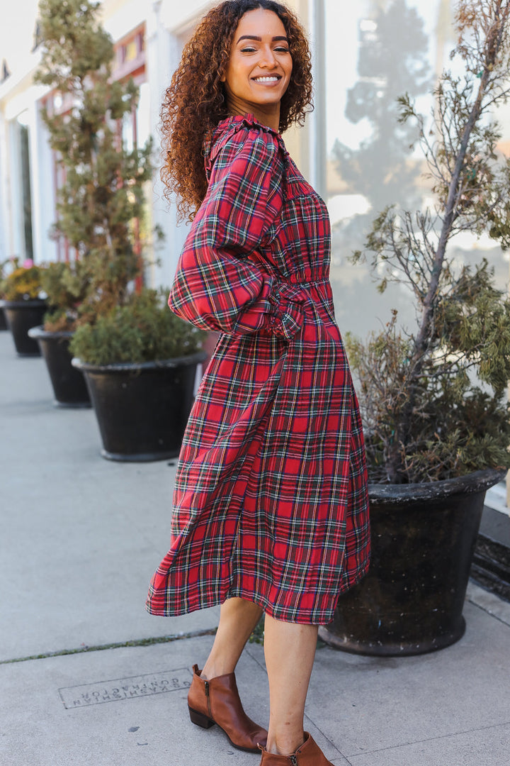 All I Want Hunter Red Plaid Check Woven Pocketed Dress-Haptics-[option4]-[option5]-[option6]-[option7]-[option8]-Shop-Boutique-Clothing-for-Women-Online