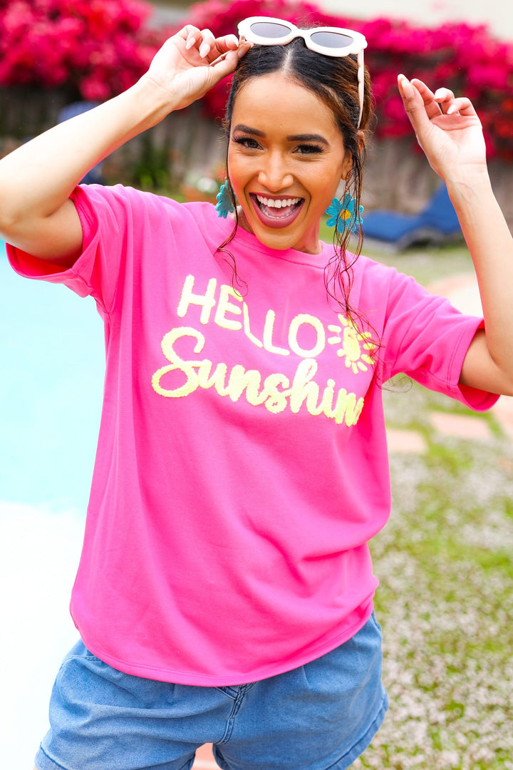 Feeling Joyful "Hello Sunshine" Embroidered French Terry Top-Haptics-[option4]-[option5]-[option6]-[option7]-[option8]-Shop-Boutique-Clothing-for-Women-Online